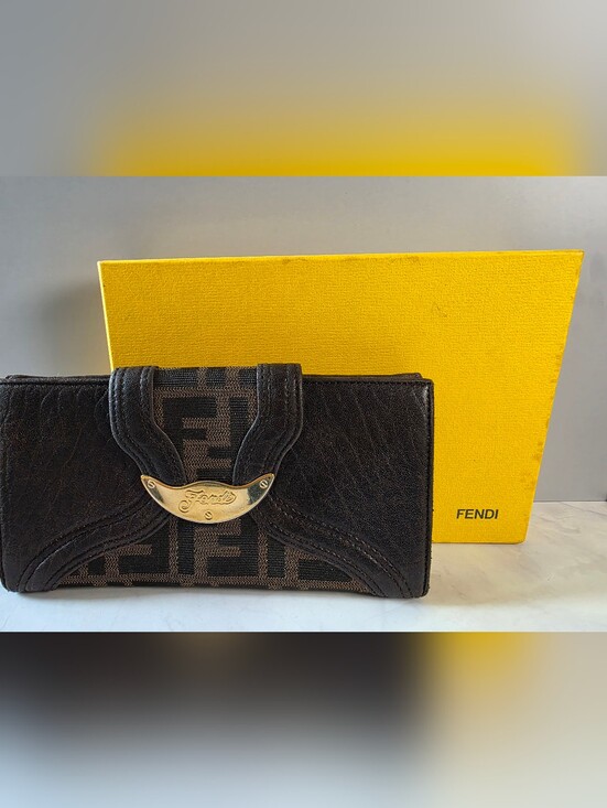 Fendi Handbags - Vintage Fendi Zucca Long Wallet Crescent Clasp + Entrupy COA + Box